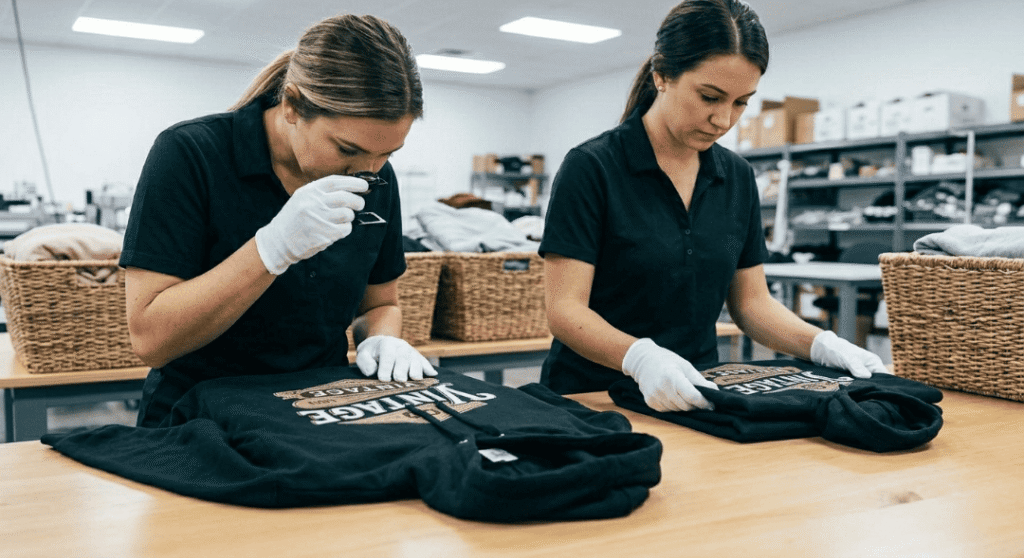 Quality control inspection for custom apparel.T-Shirt Printing in Little Rock