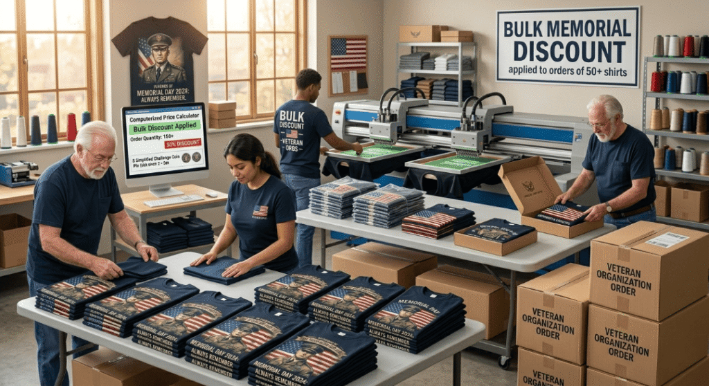Bulk memorial day shirt discounts for veteran organizations and community groups in Little Rock