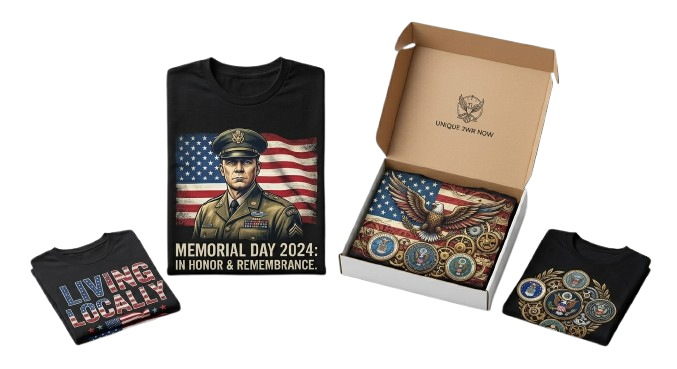 Custom memorial day shirts with patriotic designs honoring fallen heroes in Little Rock Arkansas