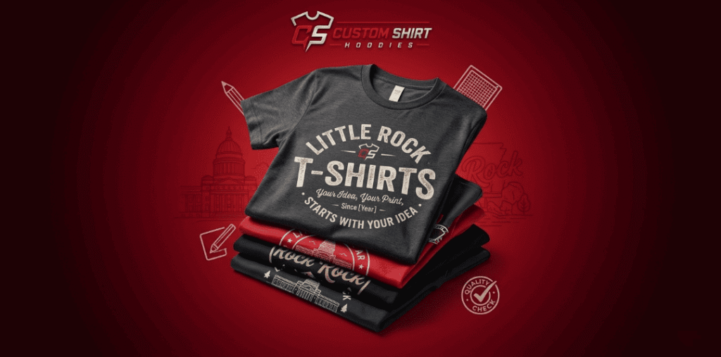 Custom t-shirts in Little Rock printed same day near Park Plaza — screen printing, DTG, and airbrush by Custom Shirt Hoodies