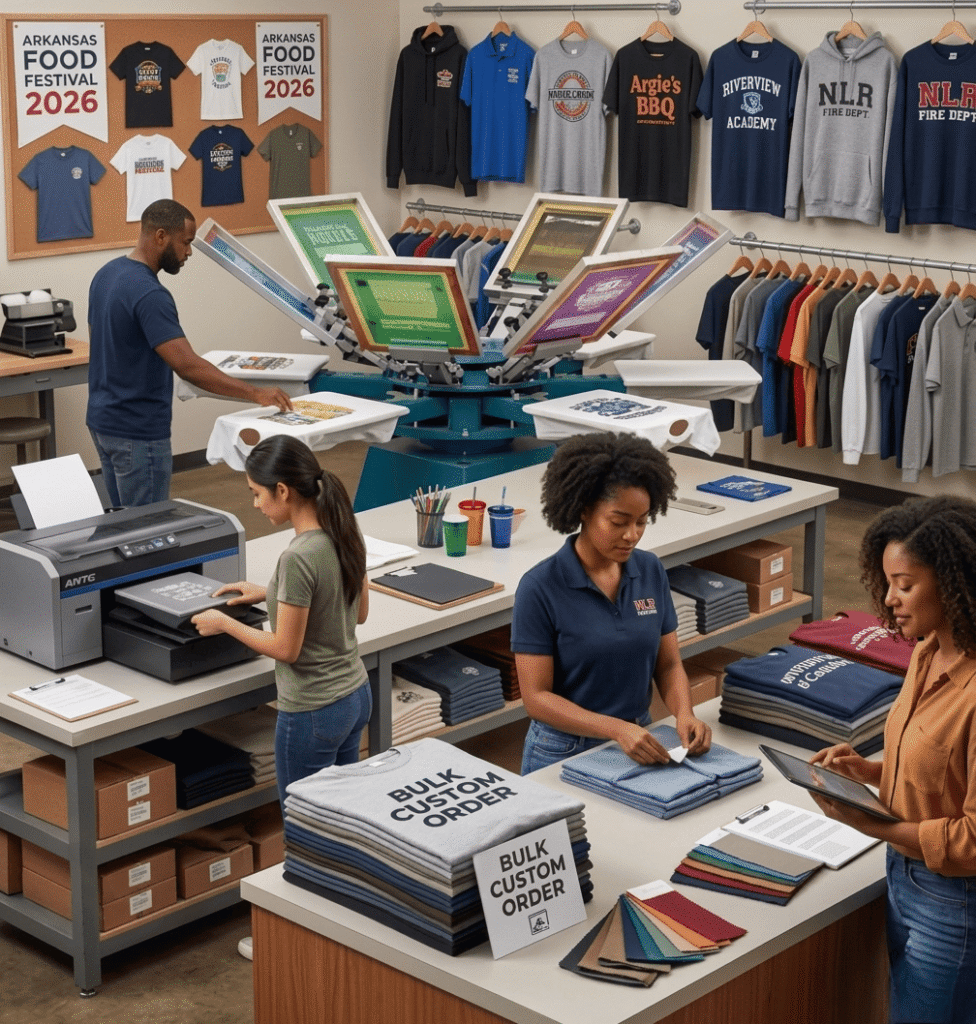 Custom Shirts North Little Rock custom t-shirt printing services for businesses, schools, churches, sports teams, and events